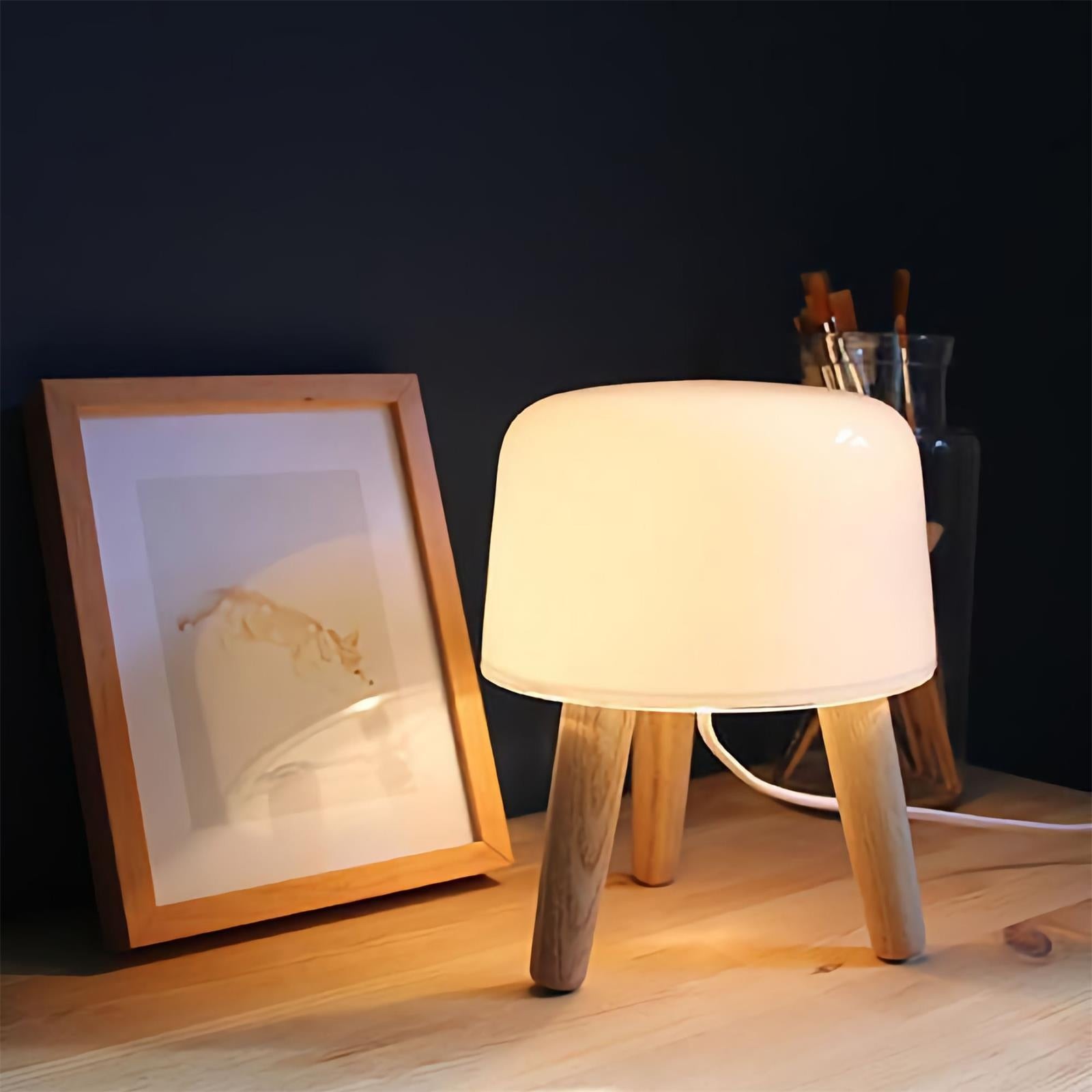 Nordic Wood Decorative Glass Table Lamp For Bedroom M355