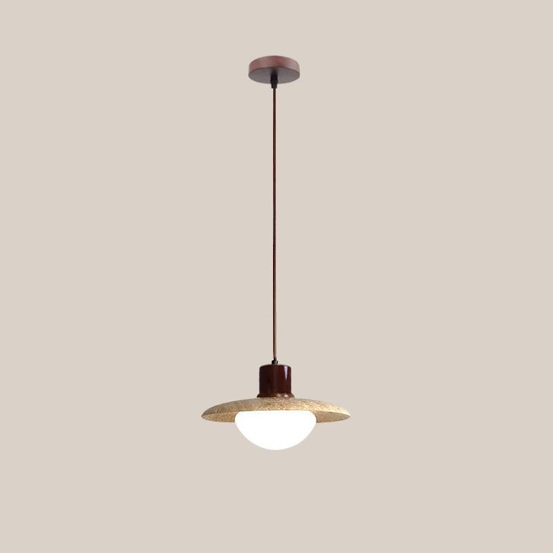 Traditional Japanese Travertine Wood Pendant Lamp M107