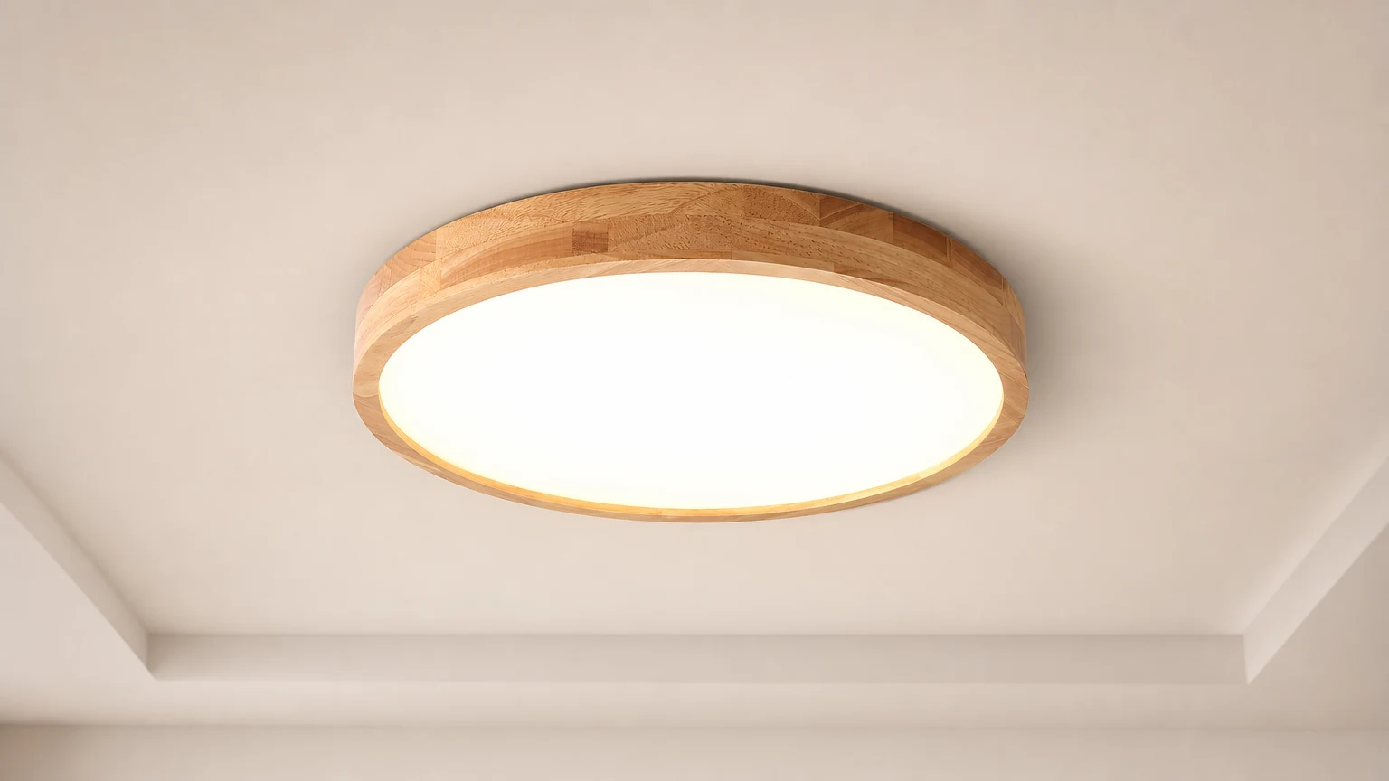 Drewniana geometryczna lampa sufitowa M295 w nowoczesnej scenie pokoju