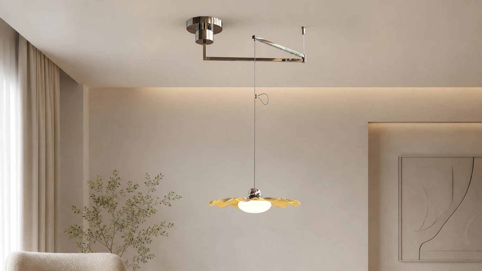 Lampa wisząca kwitnący kwiat D354 w poziomym ustawieniu pomieszczenia