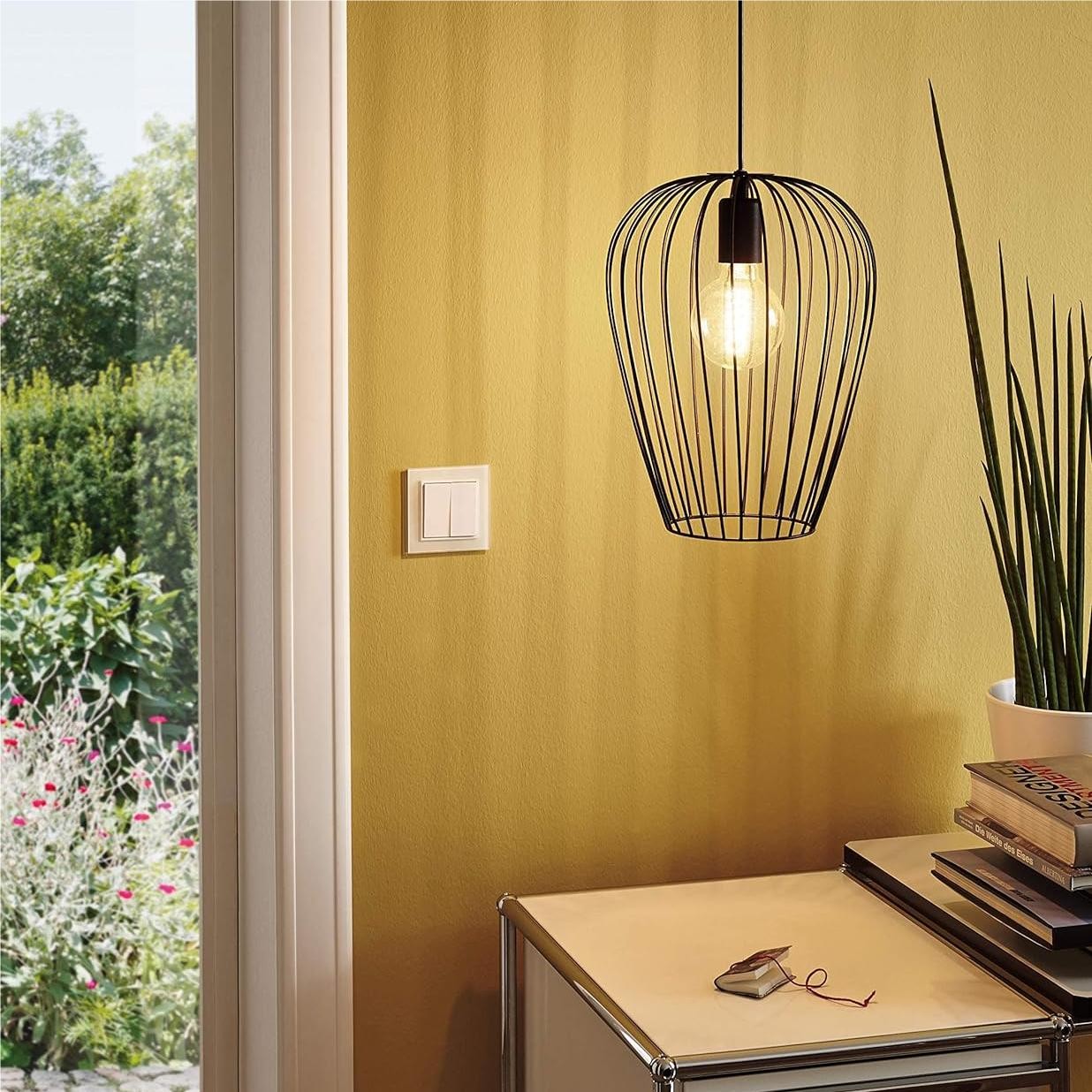 Black Large Vintage Wire Cage Pendant Lamp S68