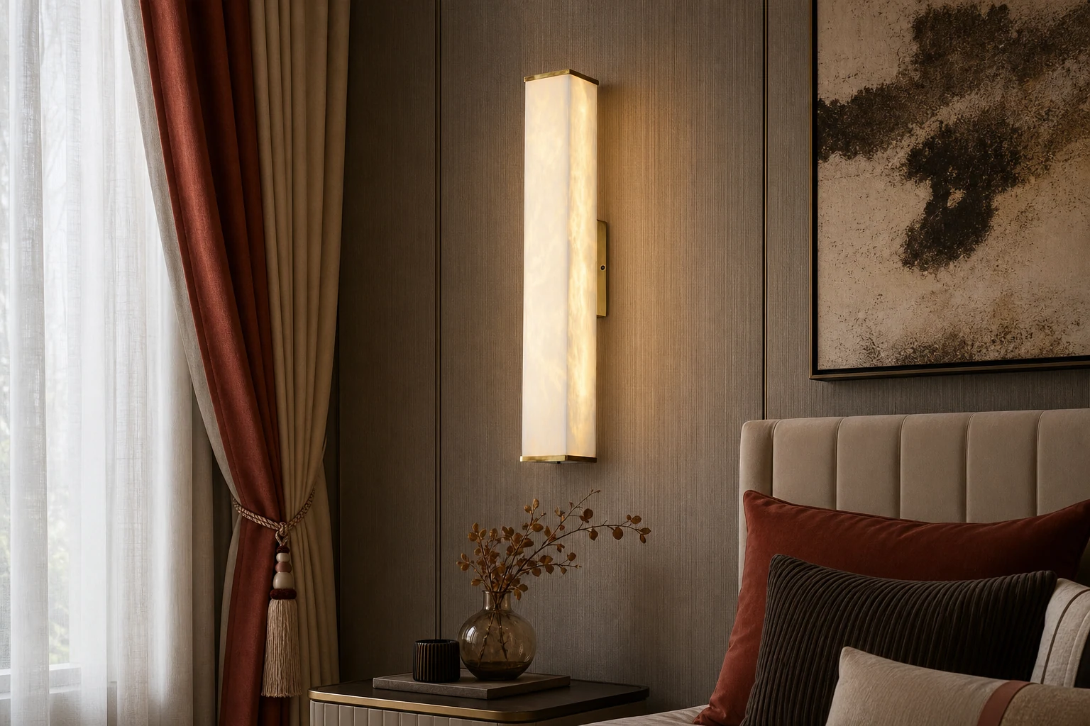 Prostopadłościenny kinkiet Alabaster D398 w stylu lifestylowym