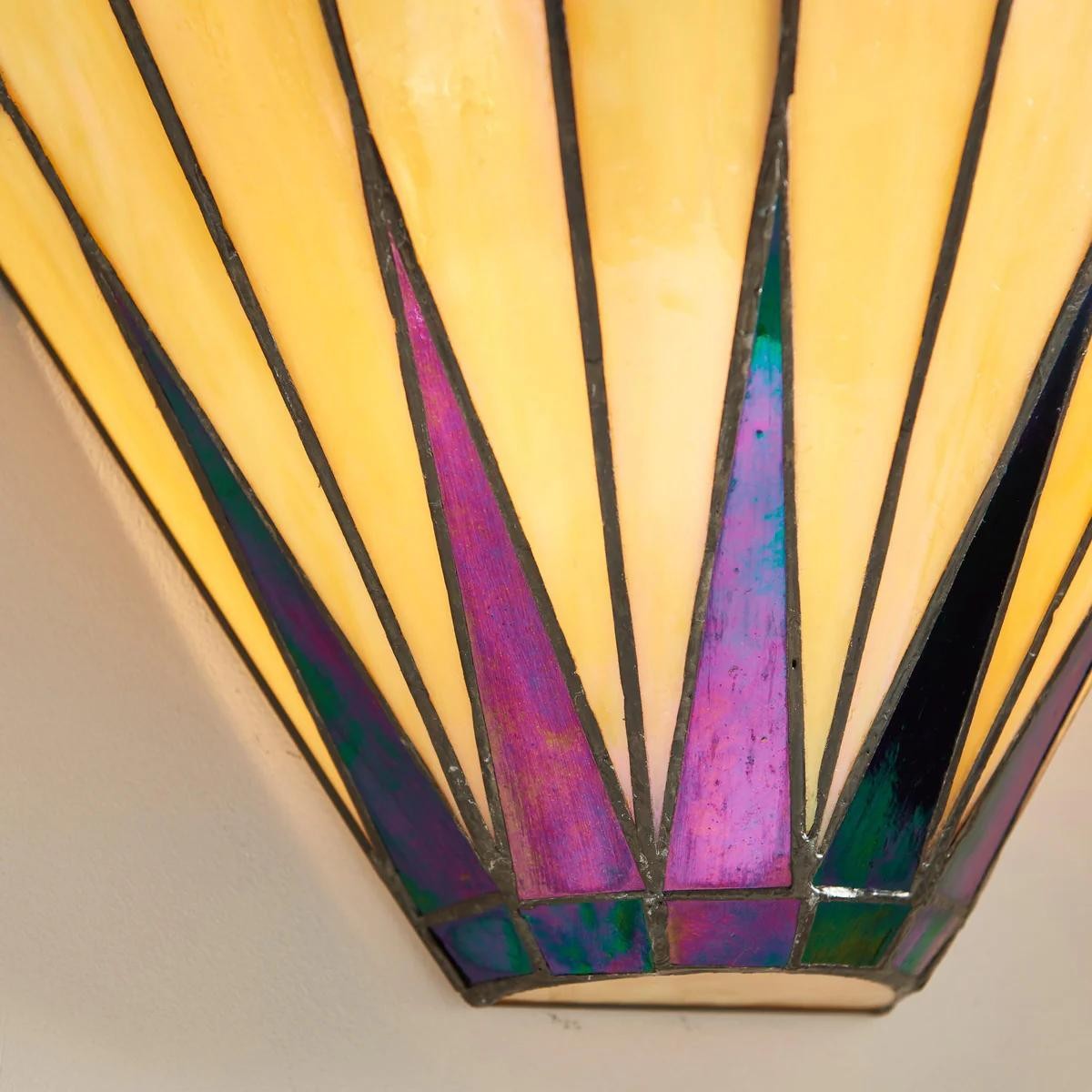 TF Dark Star Art Deco Star Tiffany Wall Sconce - Stained Glass Geometric Light for Hallway and Living Room T638
