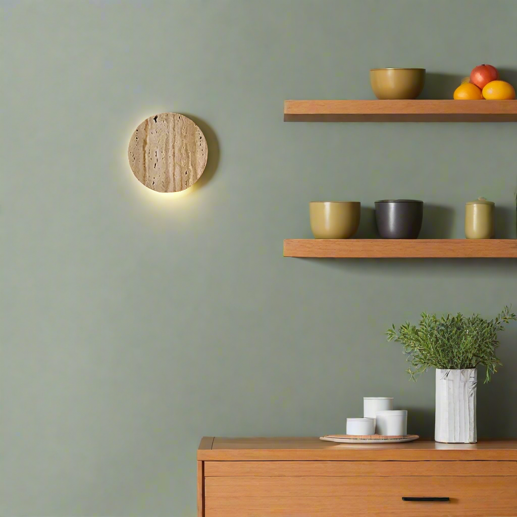 Japanese Wabi Sabi Natural Travertine Stone Wall Light D878