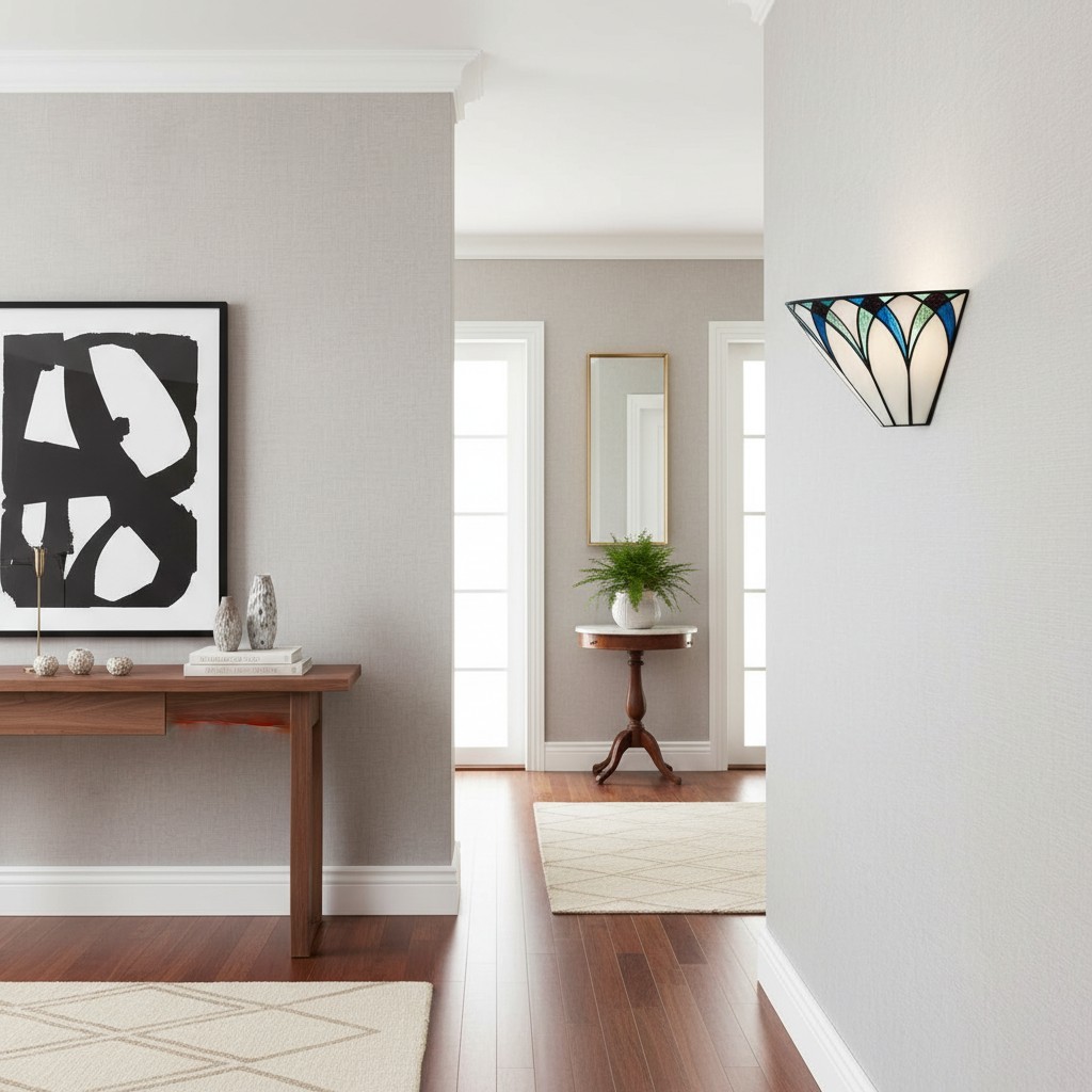 TF Allanton Stained Wall Lamp - Vintage Art Deco Style Metal for Living Rooms and Hallways T640