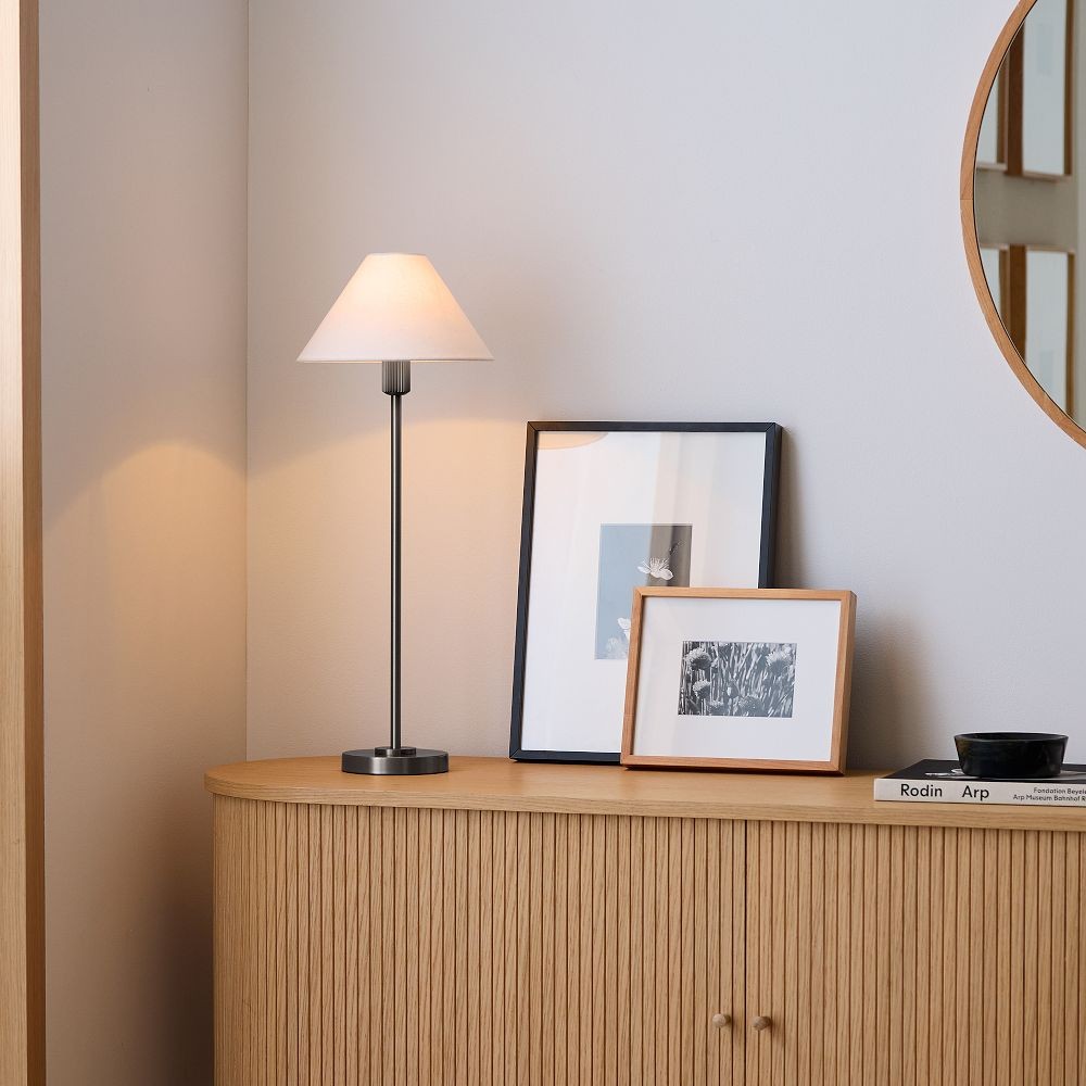Diora Table & Floor Lamps - Linen Shade Modern Linear Style Sophisticated Accent T039