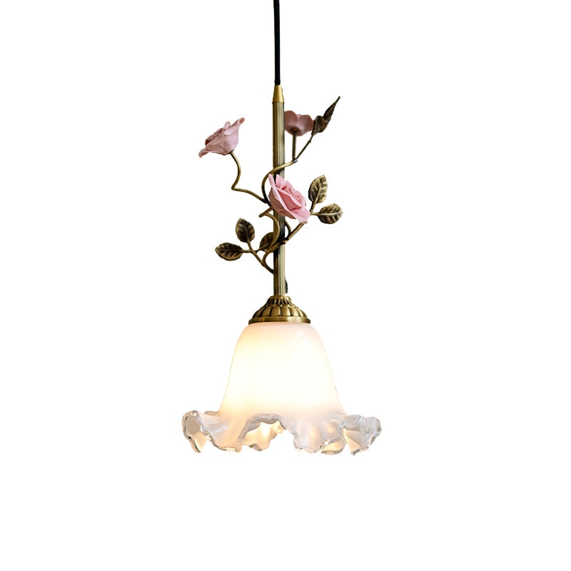 Lalique Rose Glass Pendant Lamp D674