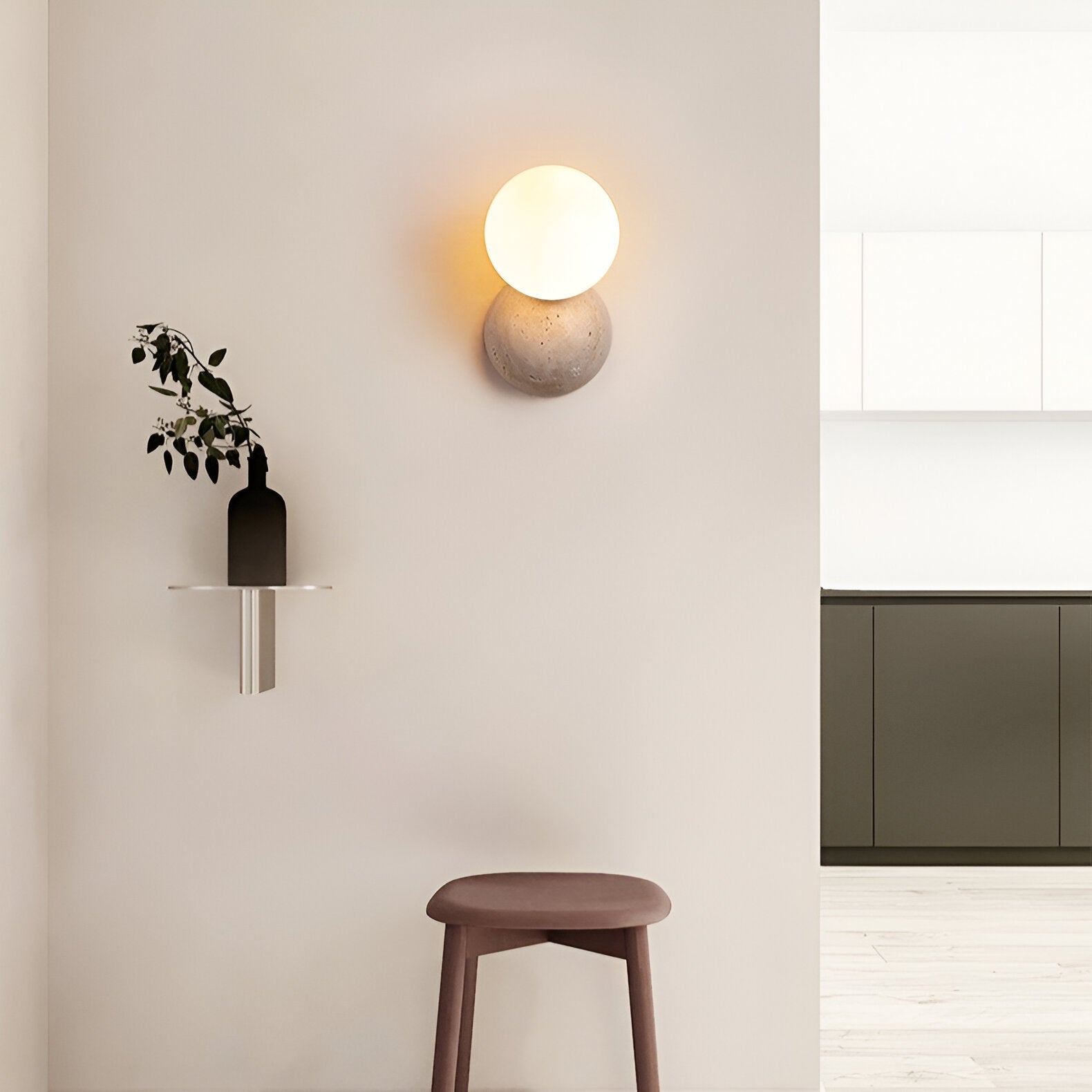 Travertine Round Glass Wall Fixture D939