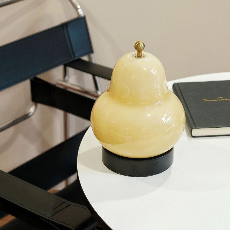Żółta gruszka lampa stołowa na blacie