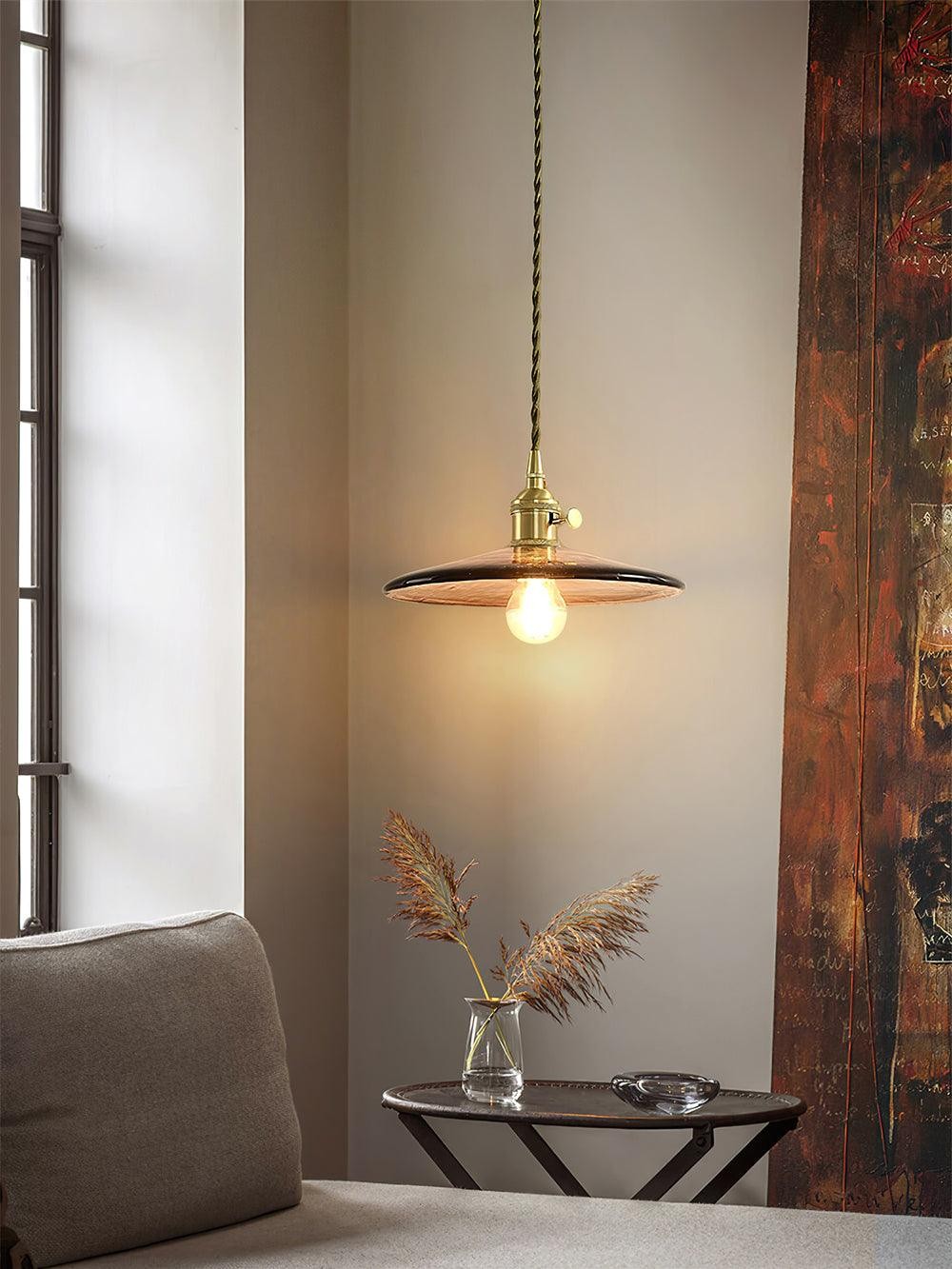 Brass Vintage Clear Glass Pendant Light M34