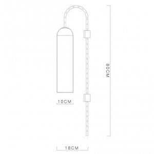 Diagramme des dimensions de l'applique murale cylindrique Glass Float Glide