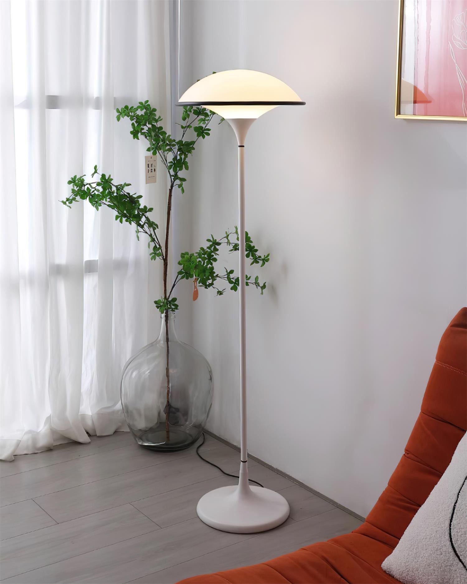 Danish Retro White Flying Saucer Floor Lamp M379