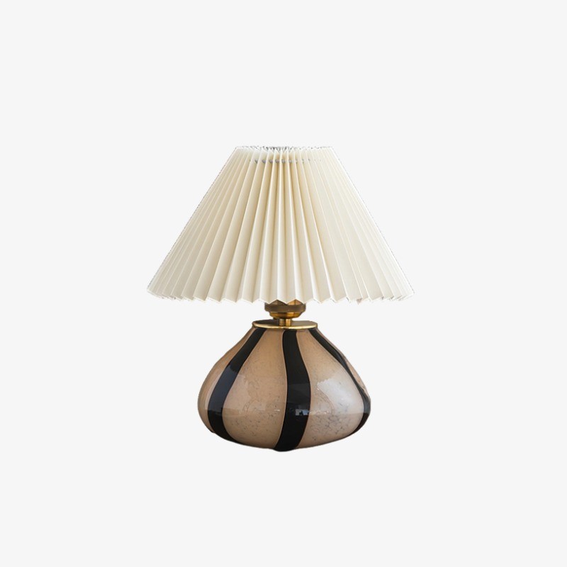 Undara Table Lamp - Pleated Fabric Shade Glass-Base Decorative Lamp for Living Room T591