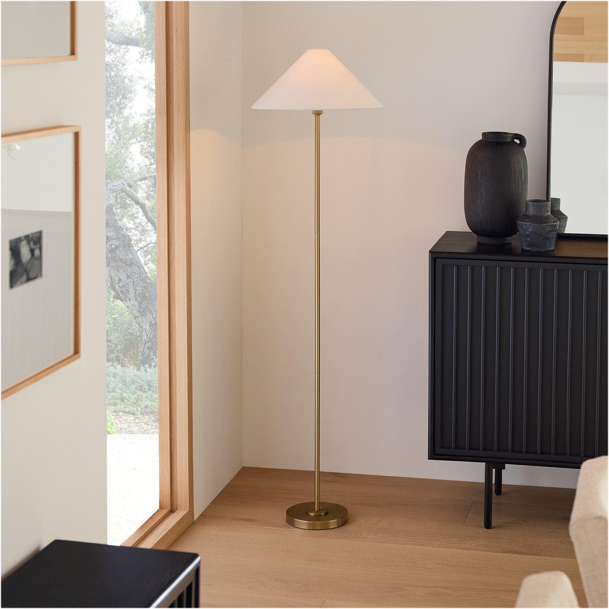Diora Table & Floor Lamps - Linen Shade Modern Linear Style Sophisticated Accent T039