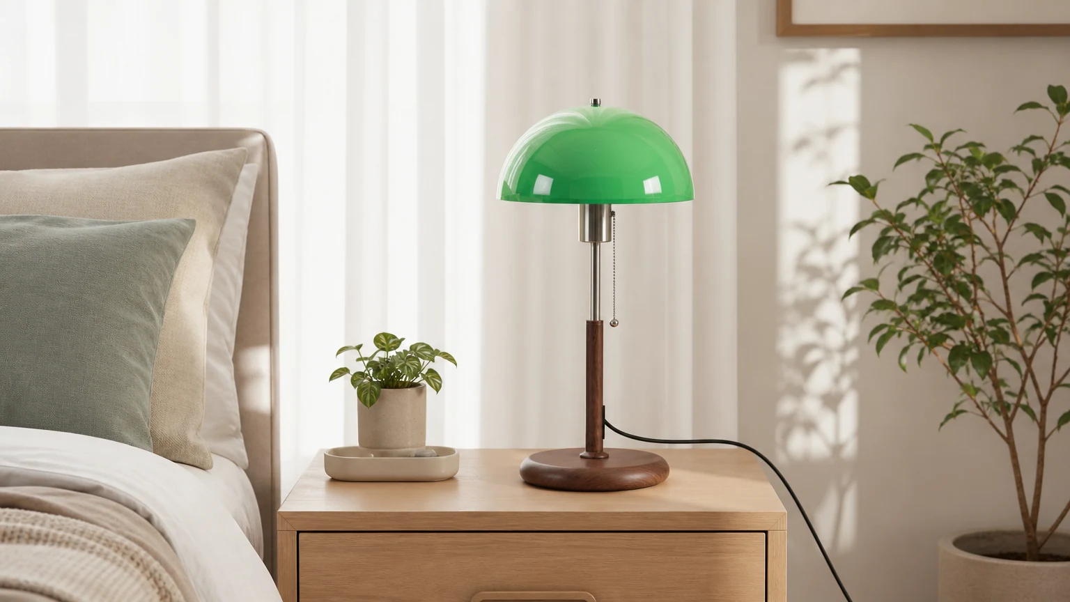 Lampa stołowa Afterglow w ciepłej sypialni