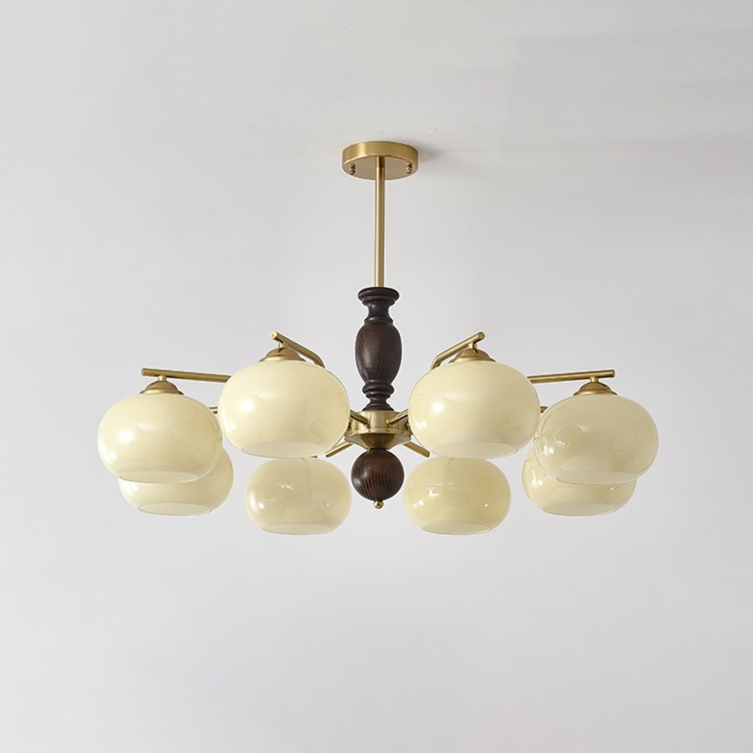 Medieval Style Walnut Beige Orb Chandelier M02