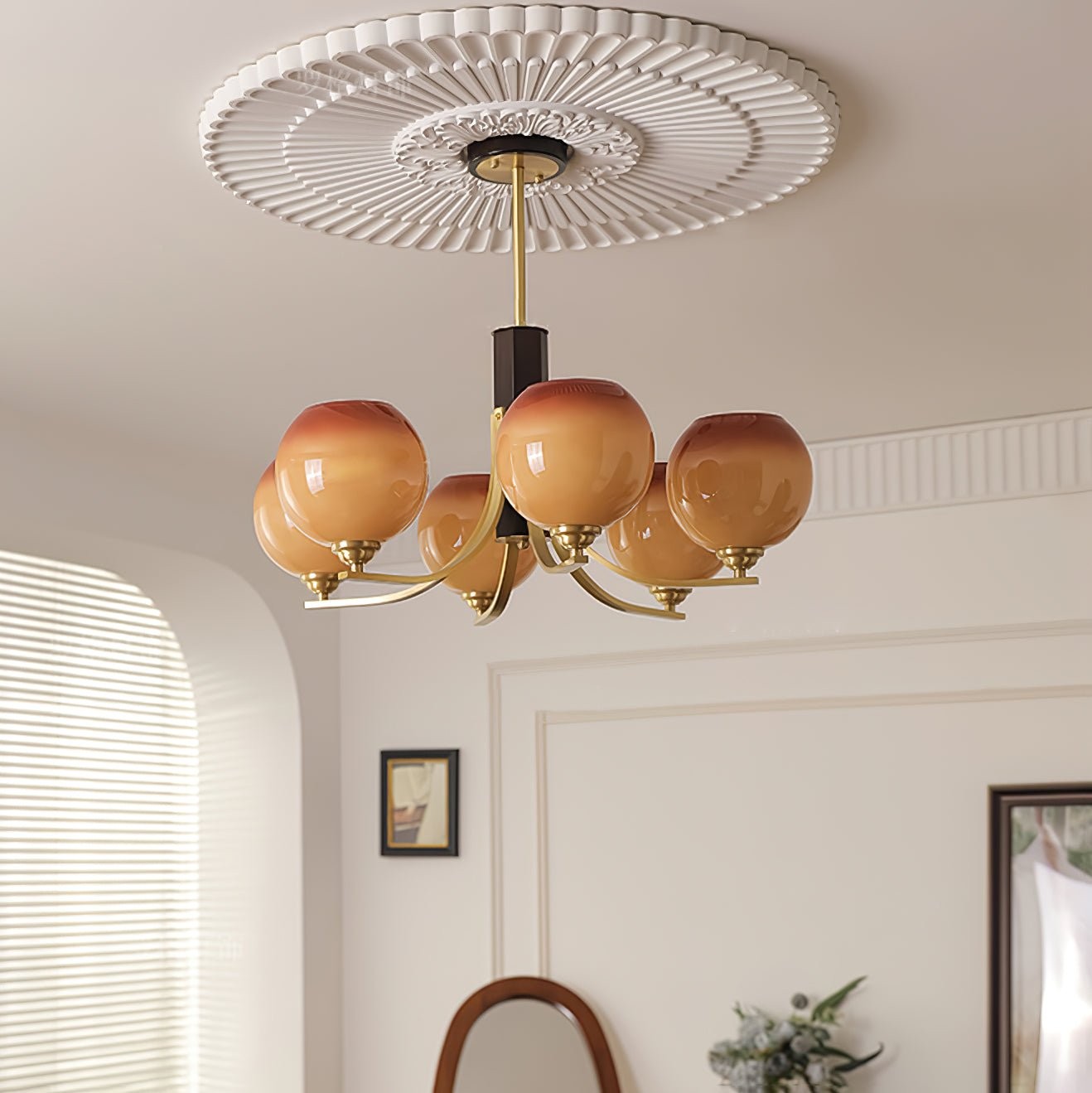 Vintage Caramel Globe Chandelier M502