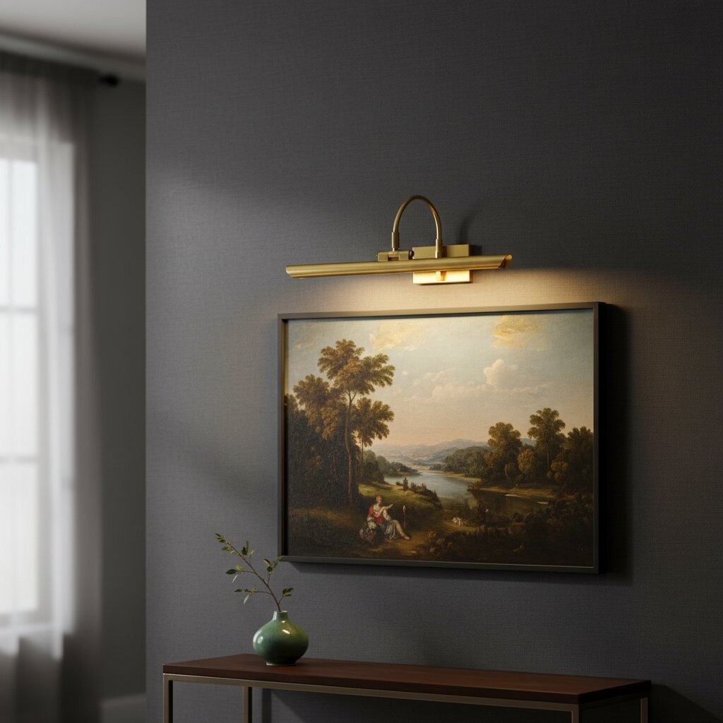 Aurix Picture Light - Slim Shade Artwork Illumination Metal Finish Wall Fixture for Gallery T608