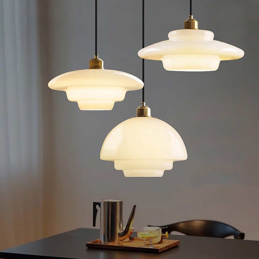 Mid-Century Art Milk White Glass Pendant Lamp S81