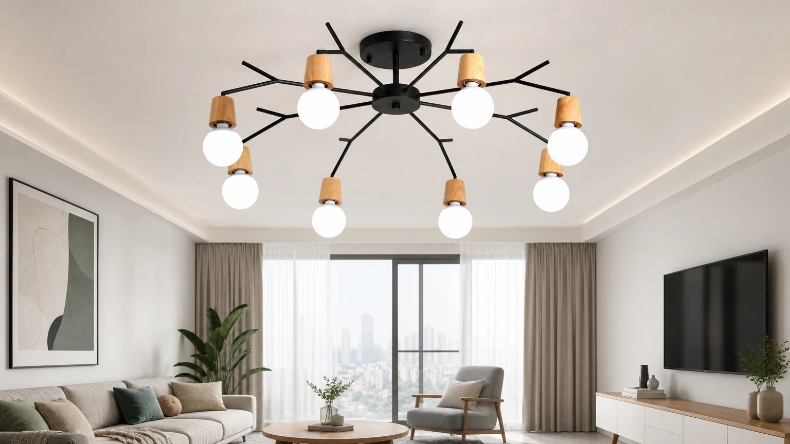Lampa sufitowa Retro Art Spider zamontowana w pomieszczeniu