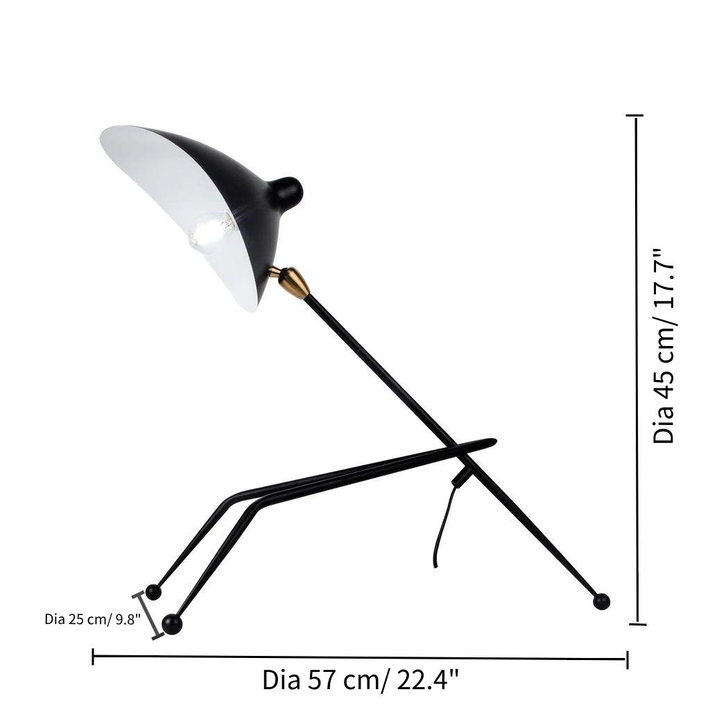 Måttdiagram för svart stativbordslampa S172