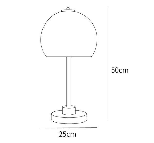 Schemat wymiarowy przedstawiający średnicę 25 cm i wysokość 50 cm