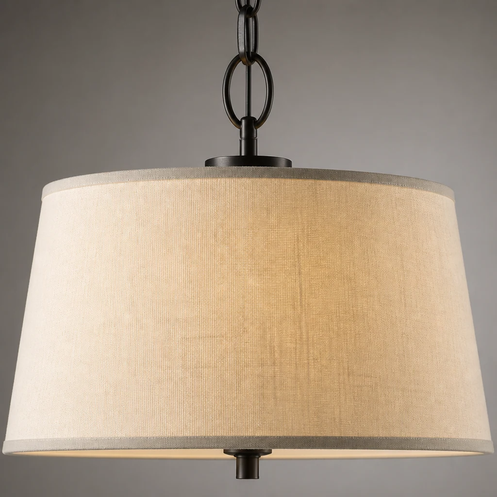 Zbliżenie klosza i wykończenia okuć lampy wiszącej Parkman D605