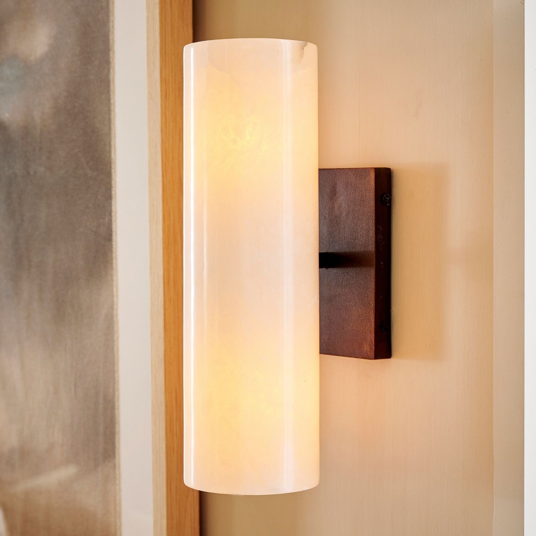 Wolvina Natural Marble Tube Sconce with Sleek Metal Details T188