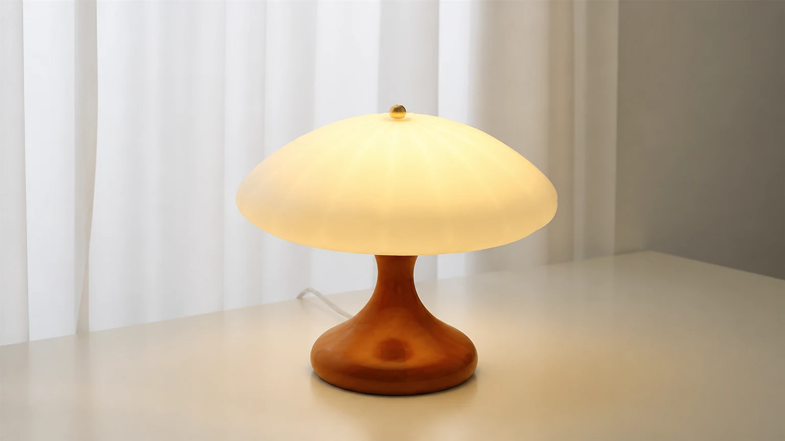Zakrzywiona lampa stołowa M191 w kształcie grzybka w ciepłej oprawie stołowej