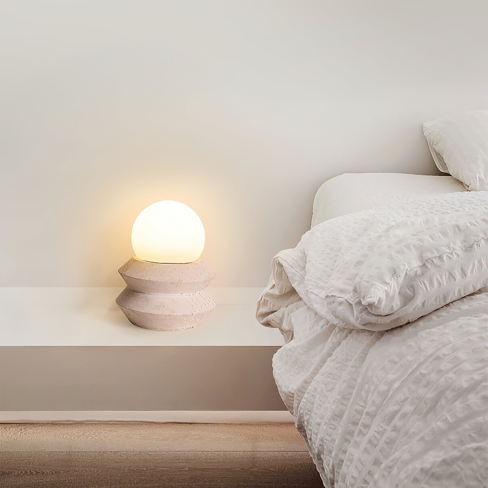 Fin Travertine Table Lamp (Built-in Battery) D660