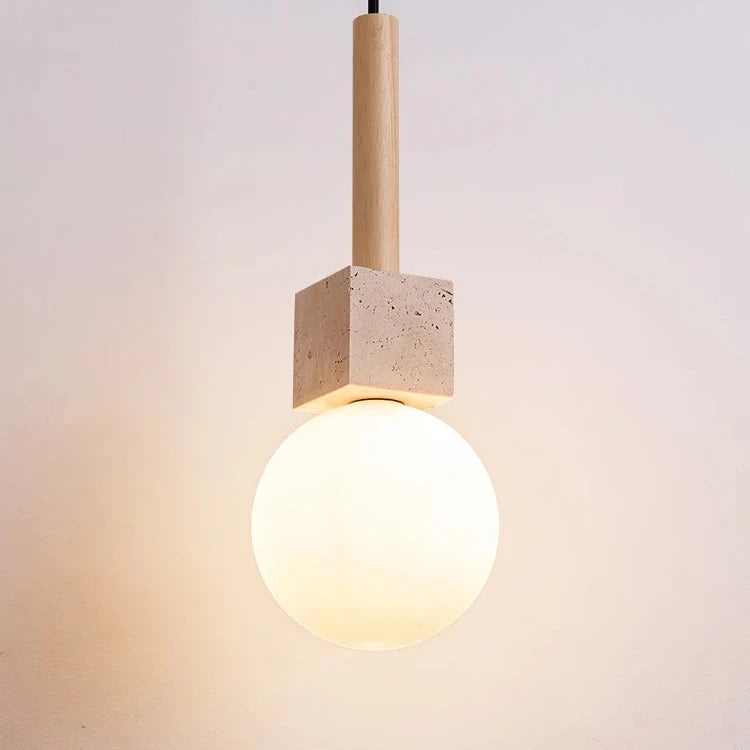 Modern Travertine Cube Pendant Light D928