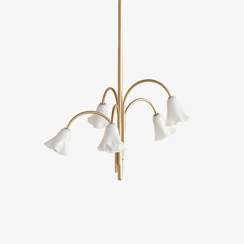 Bellina Modern Romantic Chandelier - Botanical Lily Design with Glass Flowers T280