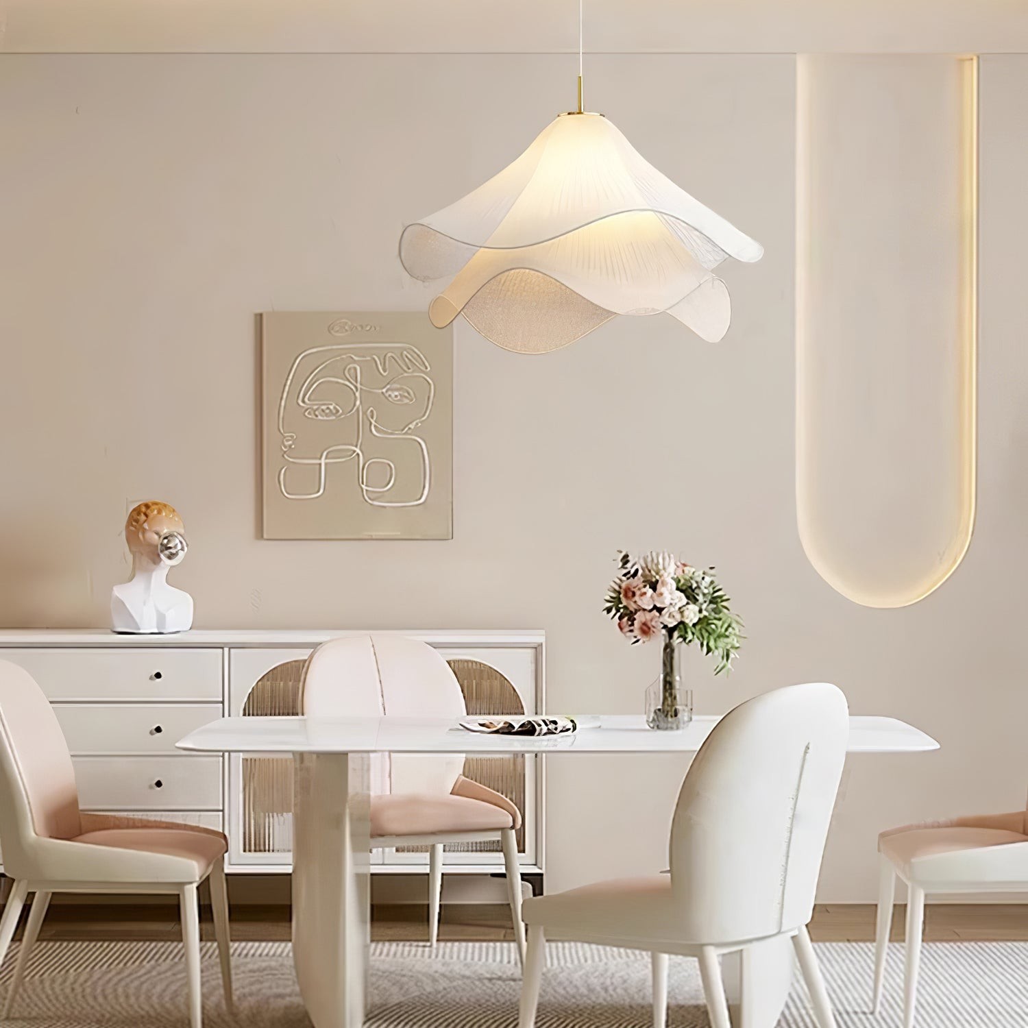 Ethereal Elegant Floral Pendant Light - Adjustable Modern Ceiling Fixture for Living Rooms T087