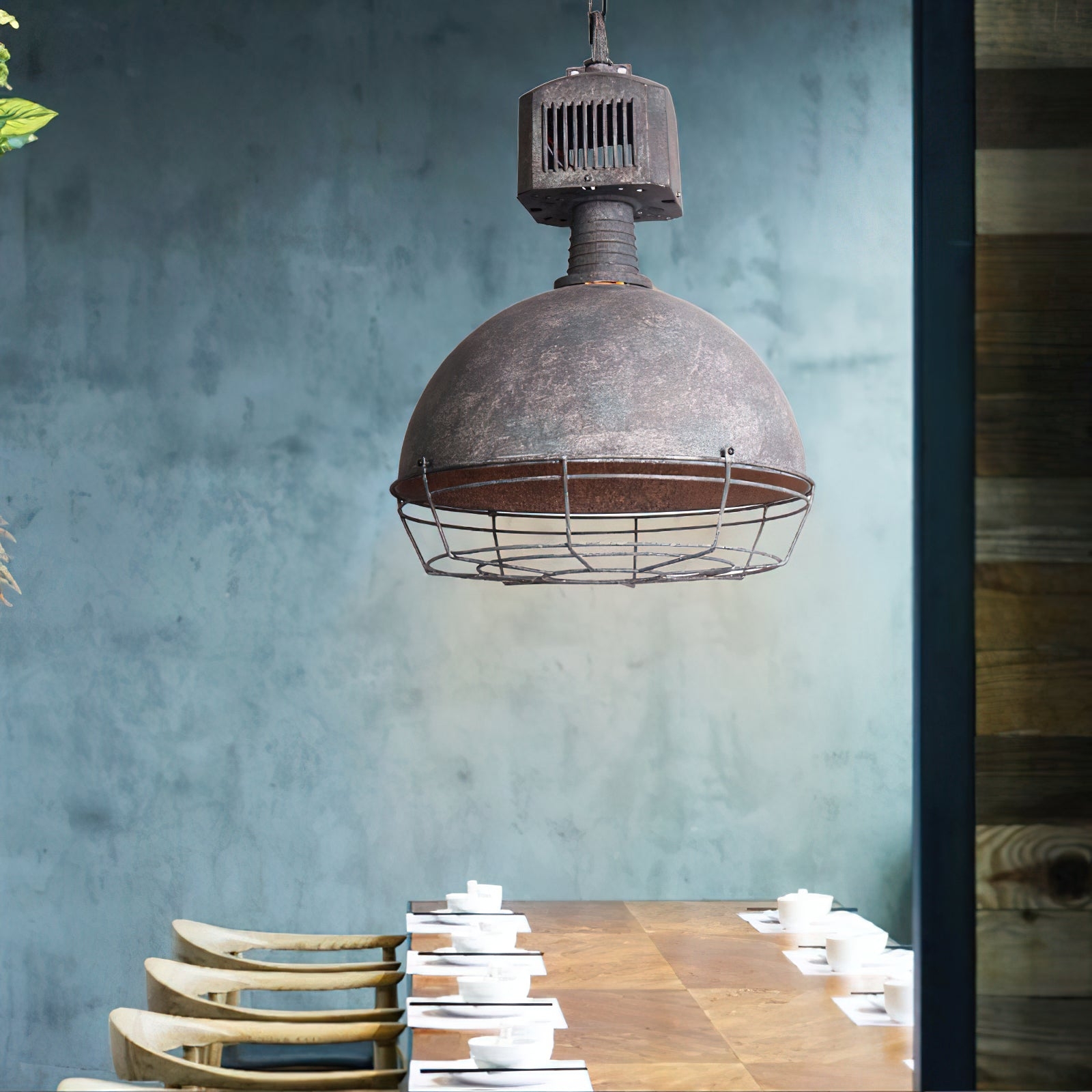 Caged Industrial Metal Pendant Light D469