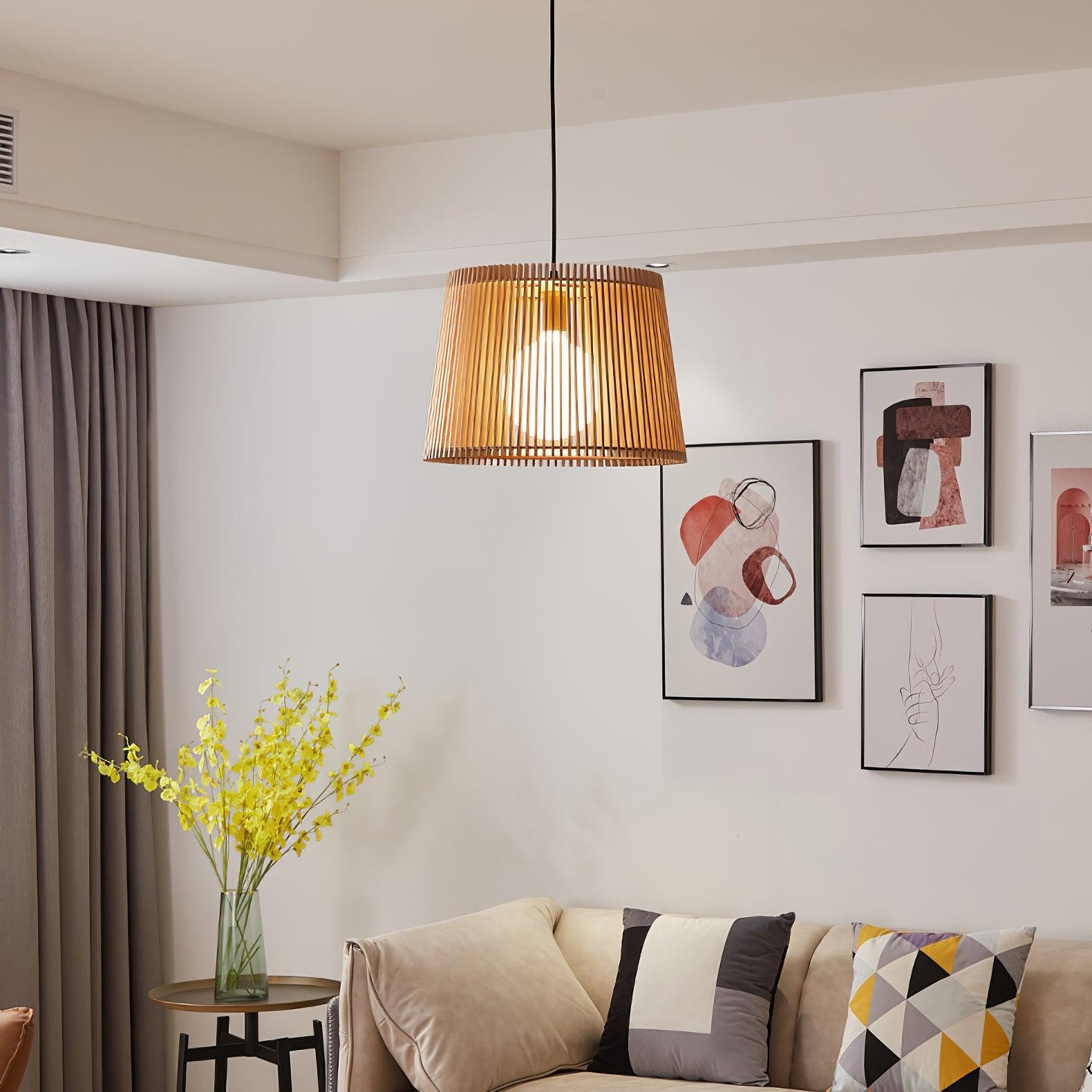 Wooden Log Color Cage Pendant Light M425