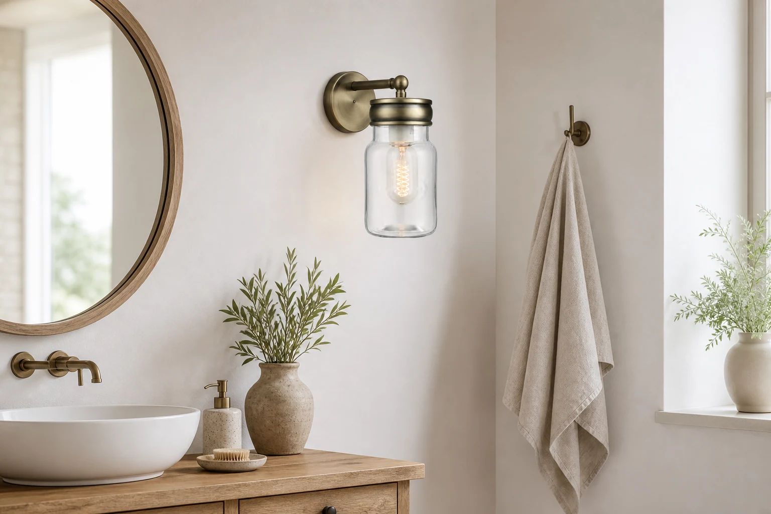 MASON Glass Wall Lamp in a warm interior wall scene