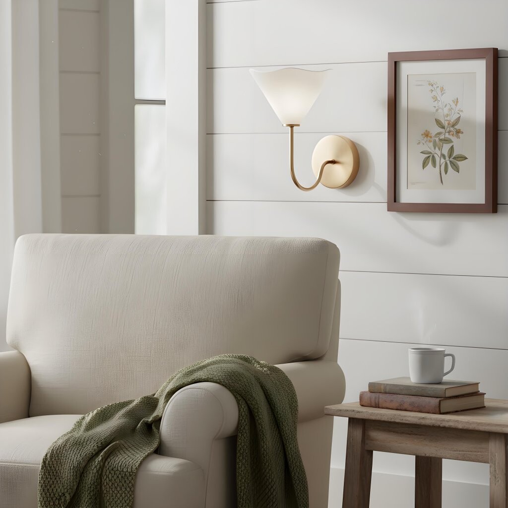 Kysara Brass Linen Wall Lamp - Sculptural Curves Design Suitable for Living Rooms, Bedrooms and Bathrooms T661
