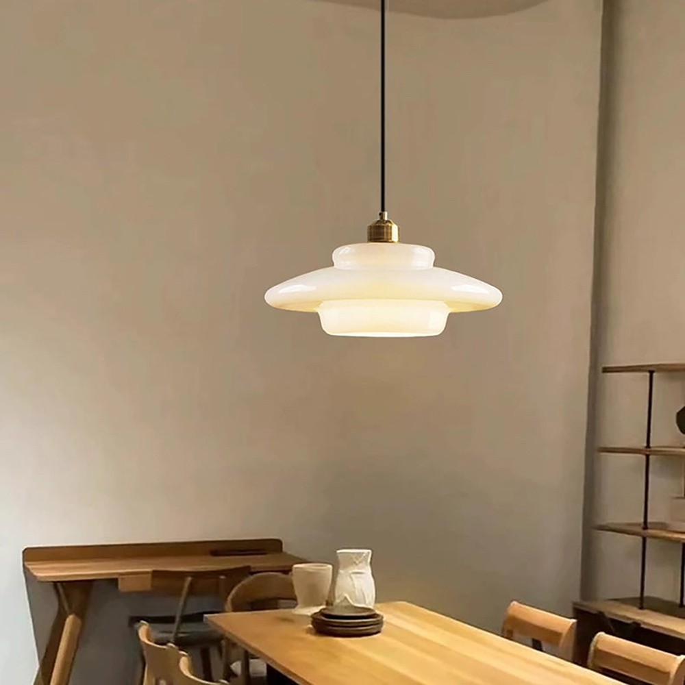 Mid-Century Art Milk White Glass Pendant Lamp S81