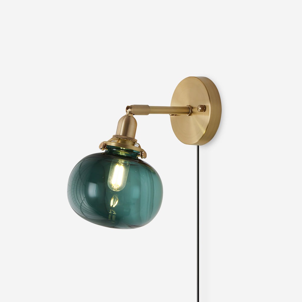 Japanese Style Vintage Brass Glass Wall Lamp M333