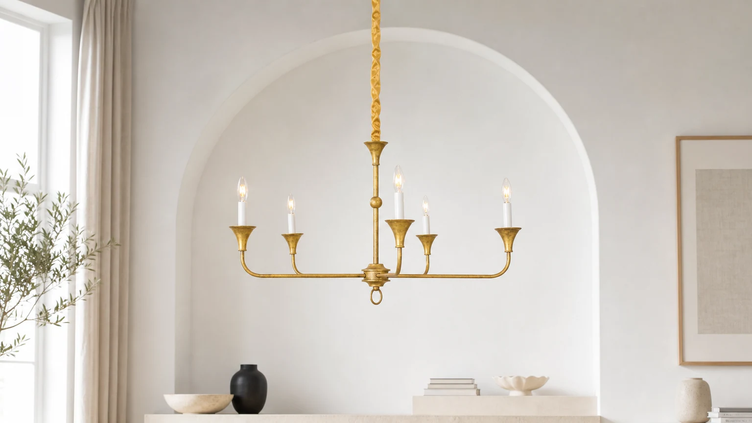 Żyrandol Mid Century Vintage M126 zainstalowany w jadalni