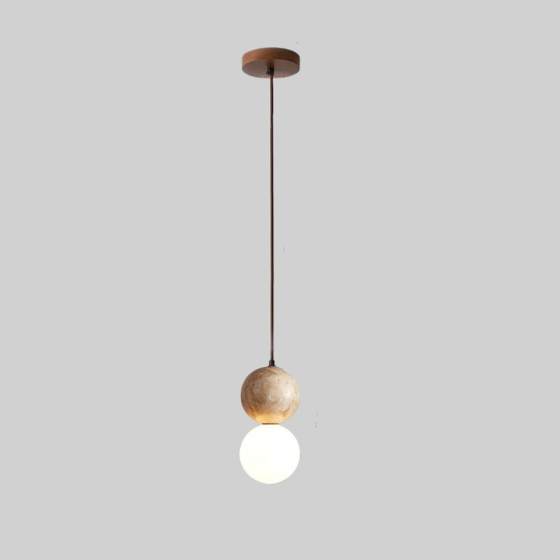 Travertine Stone Cream Retro Minimalist LED Pendant Light D913