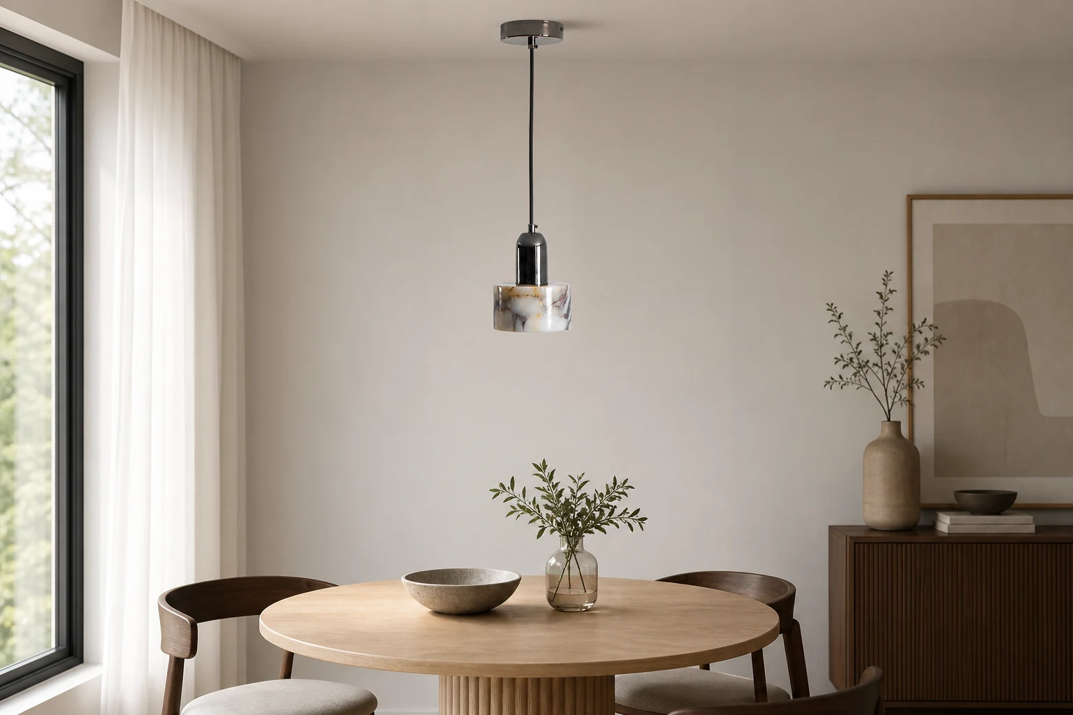 Marmurowa lampa wisząca Dekum D606 w scenie pomieszczenia zawierającej produkt w kontekście