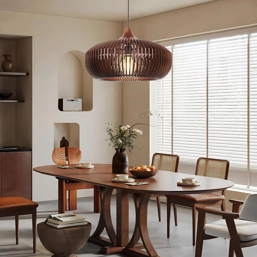 The Halo of Zen Japandi Wood Pendant Light D837