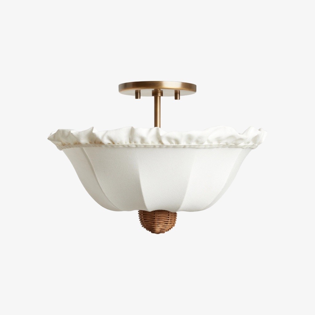 Wickara Ceiling Light Wicker Parasol Shade - Mixed-Material Ceiling Fixture for Living Room or Hallway T473