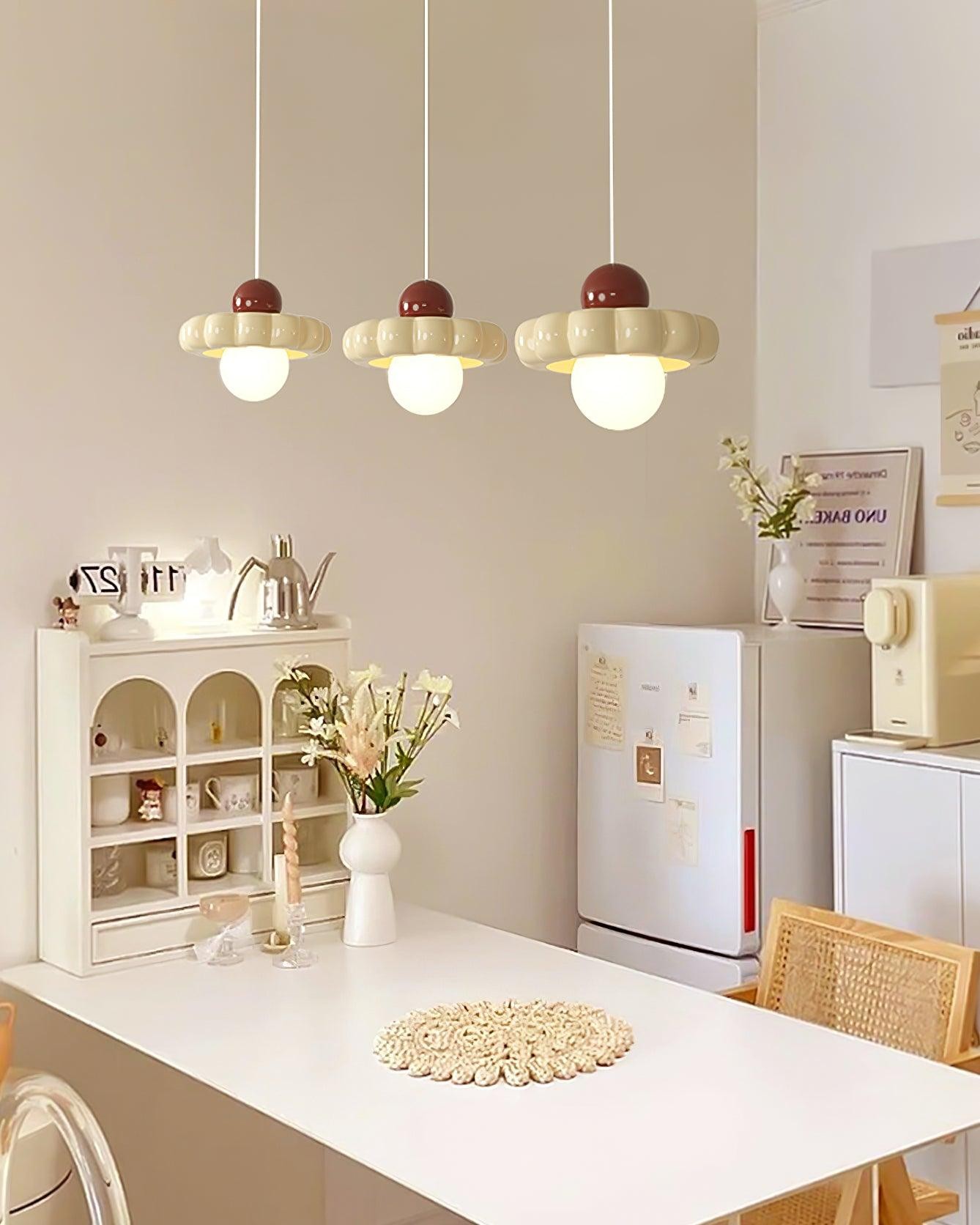 Cream Style Long Line Pumpkin Texture Pendant Lamp M275