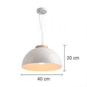 Rysunek wymiarowy lampy wiszącej Nordic Dome o średnicy 40 cm i wysokości klosza 20 cm