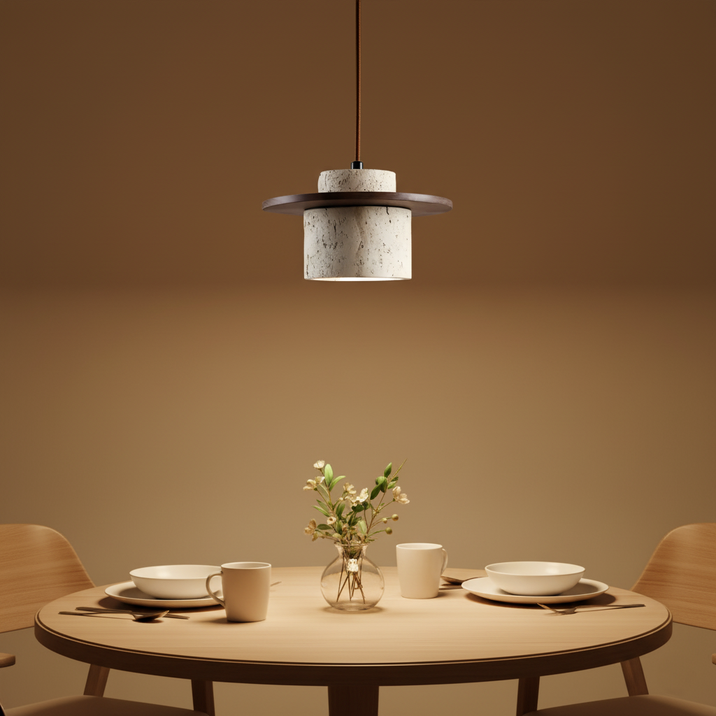 Japanese Style Vintage Travertine Pendant Light D915