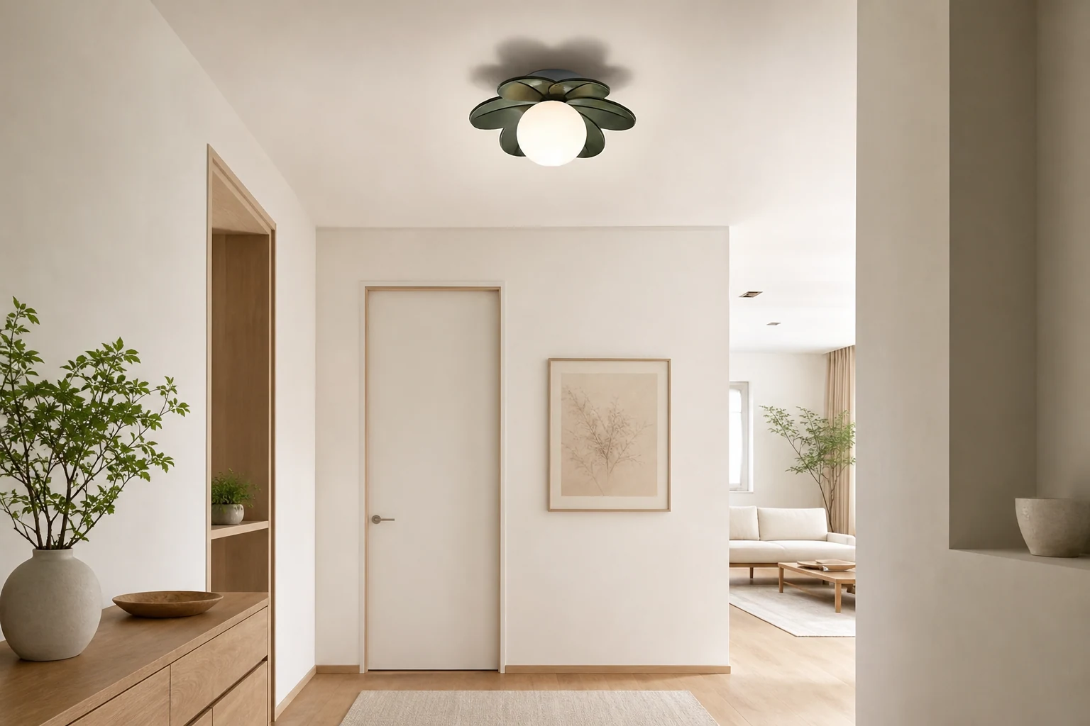 Blomstertaklampe P015 i en livsstilsscene