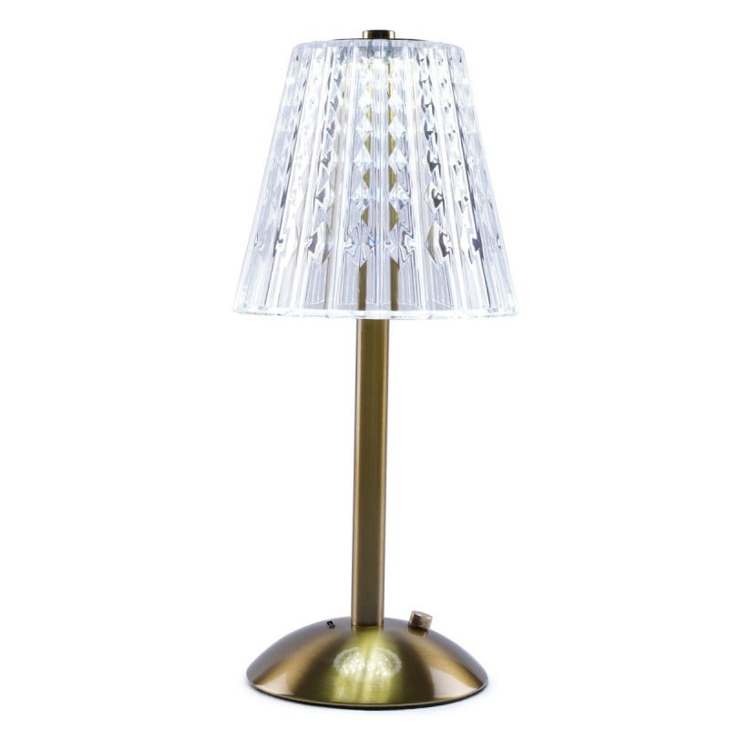 Vintage Pleated Brass Cordless Table Lamp S147