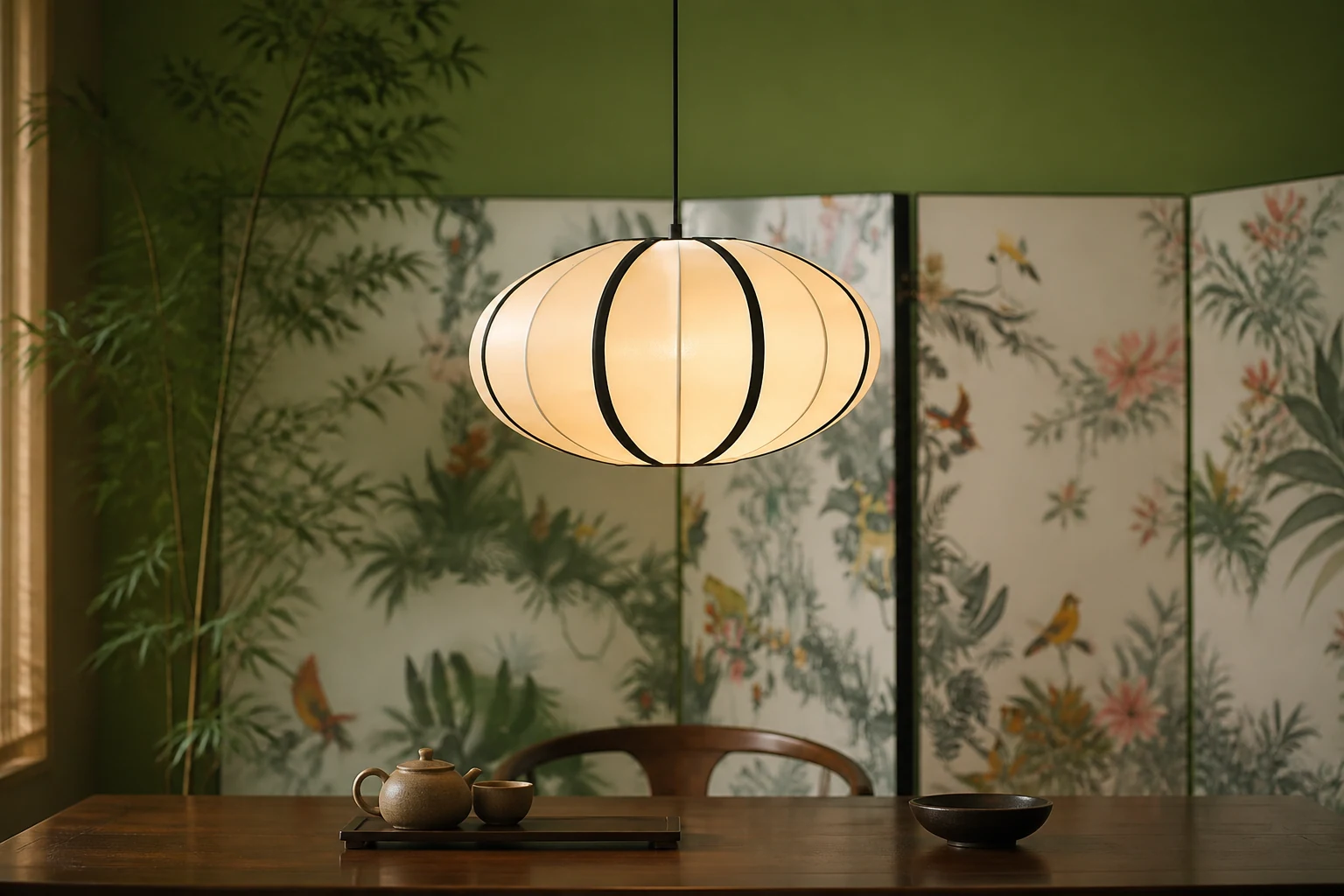 Lampa wisząca Vintage Silk Lantern M575 w scenie lifestylowej
